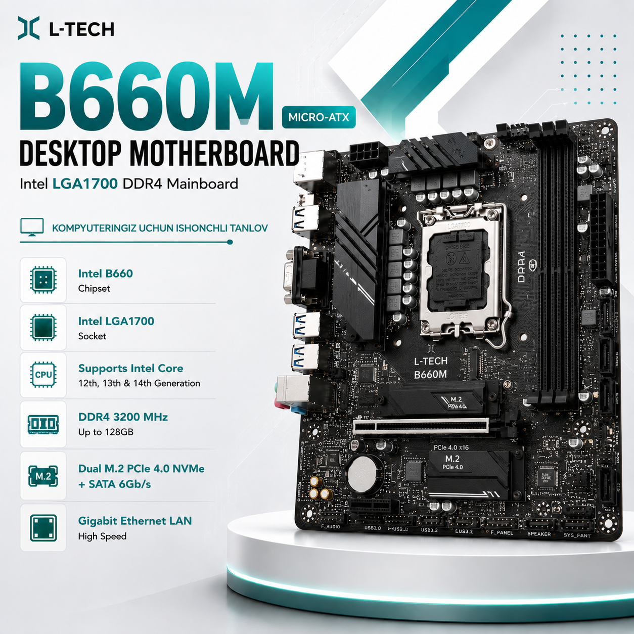 L-TECH B660M Desktop Motherboard Intel LGA1700 DDR4 Mainboard