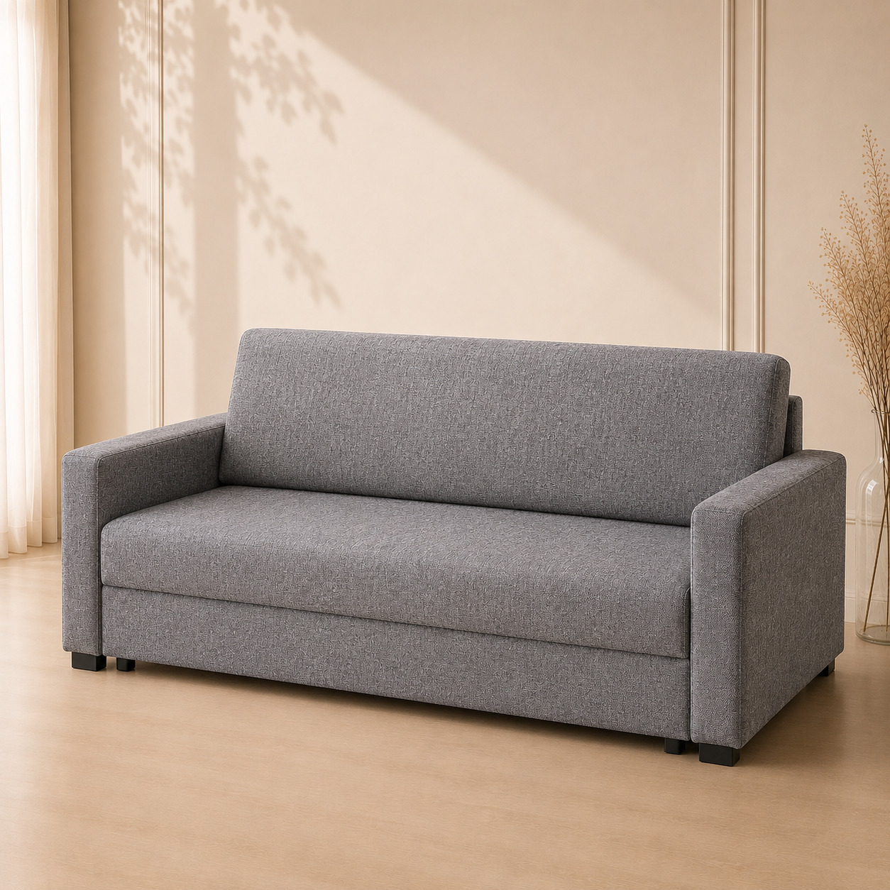 Divan-krovat – akkordeon mexanizmli, kulrang rogojka (180×95×85 sm)