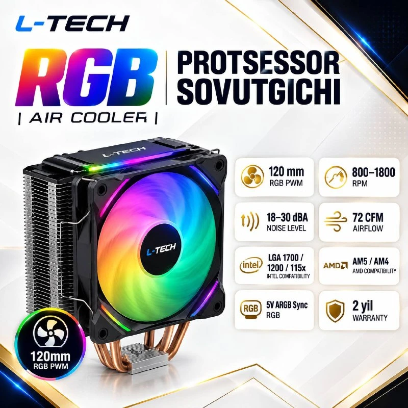 L-TECH RGB Protsessor sovutgichi | CPU Cooler | Кулер для процессора