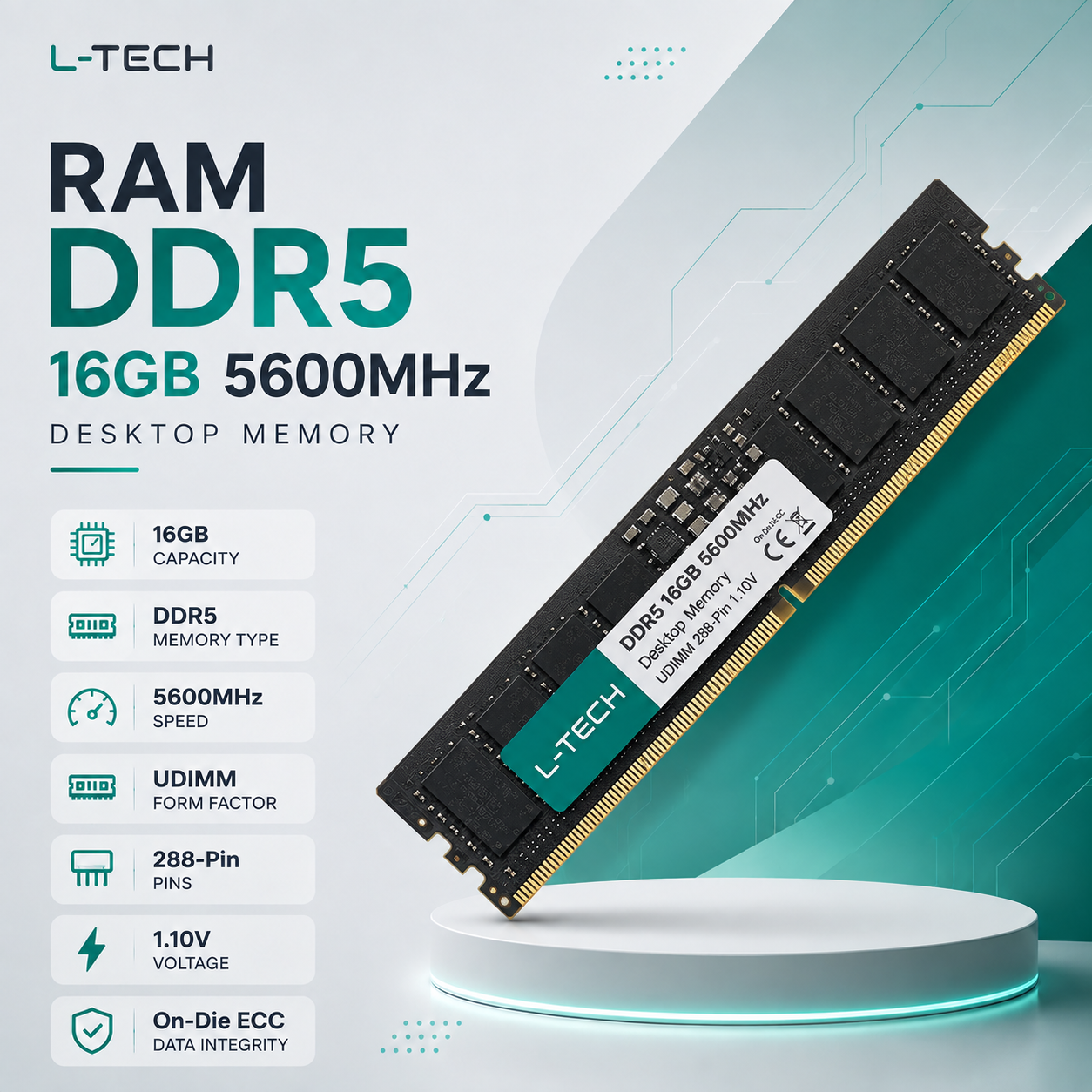RAM DDR5 16GB 5600MHz Desktop Memory