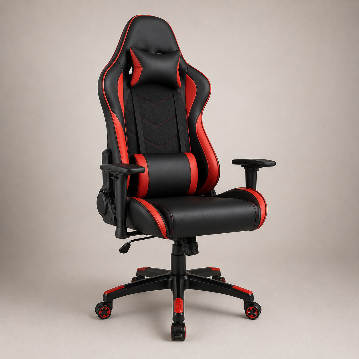 Gaming kreslo – yotqiziladigan suyanchiq, qora-qizil (68×70×132 sm)