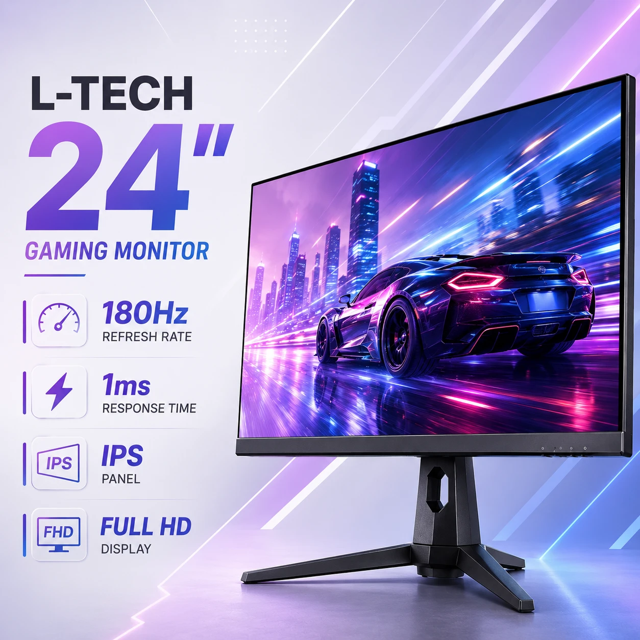 L-TECH 24 dyuym Full HD IPS 180Hz Gaming Monitor | 24-inch Full HD IPS 180Hz Gaming Monitor | Игровой монитор 24 inch Full HD IPS 180Hz