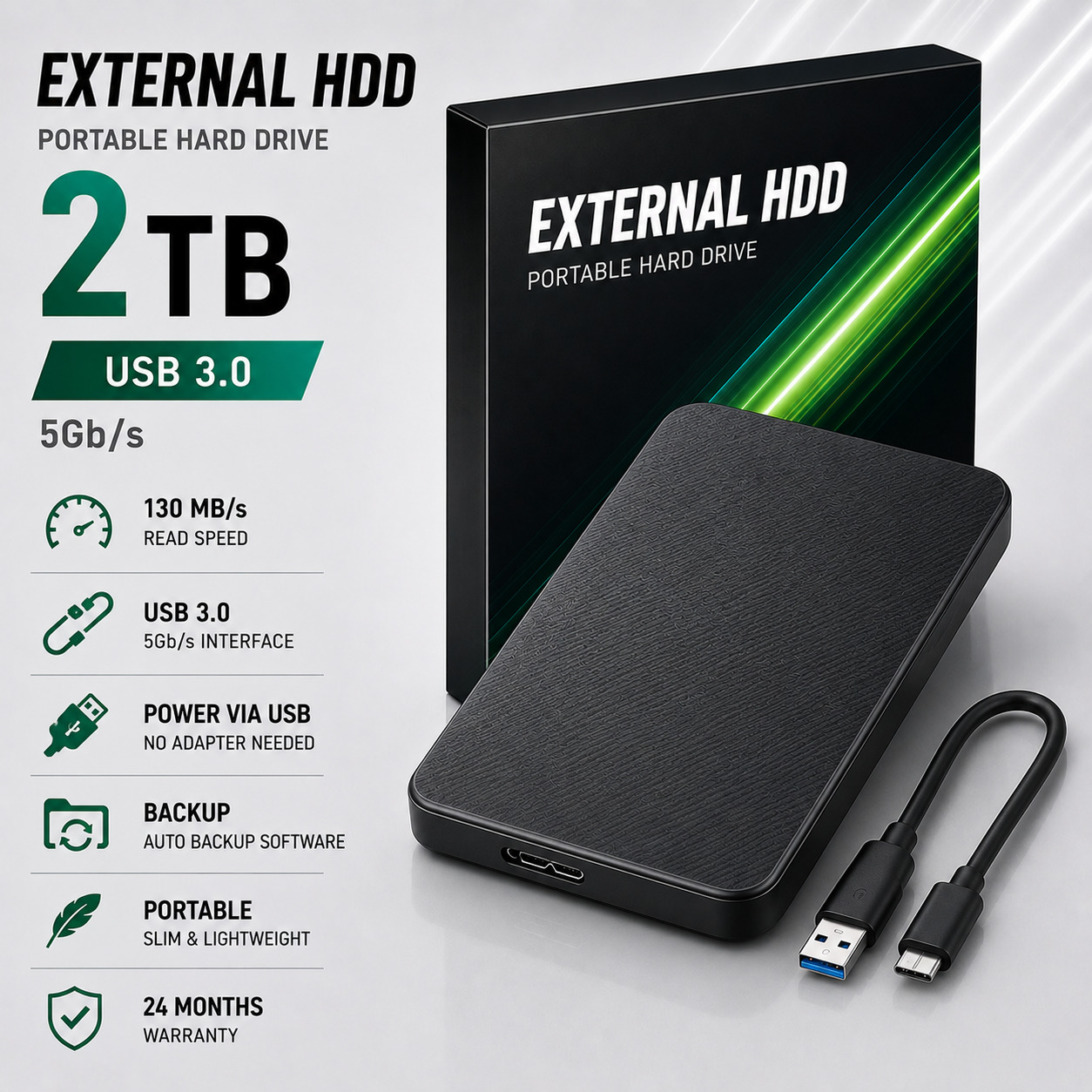 Tashqi HDD 2TB USB 3.0 2.5 inch | Portativ qattiq disk