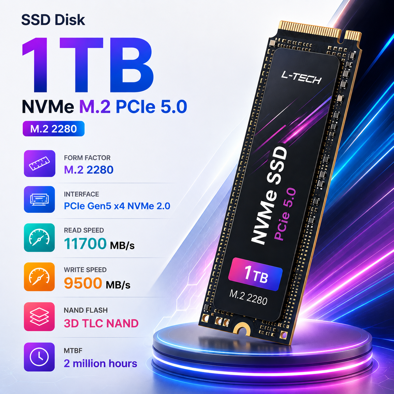 SSD Disk 1TB NVMe M.2 PCIe 5.0
