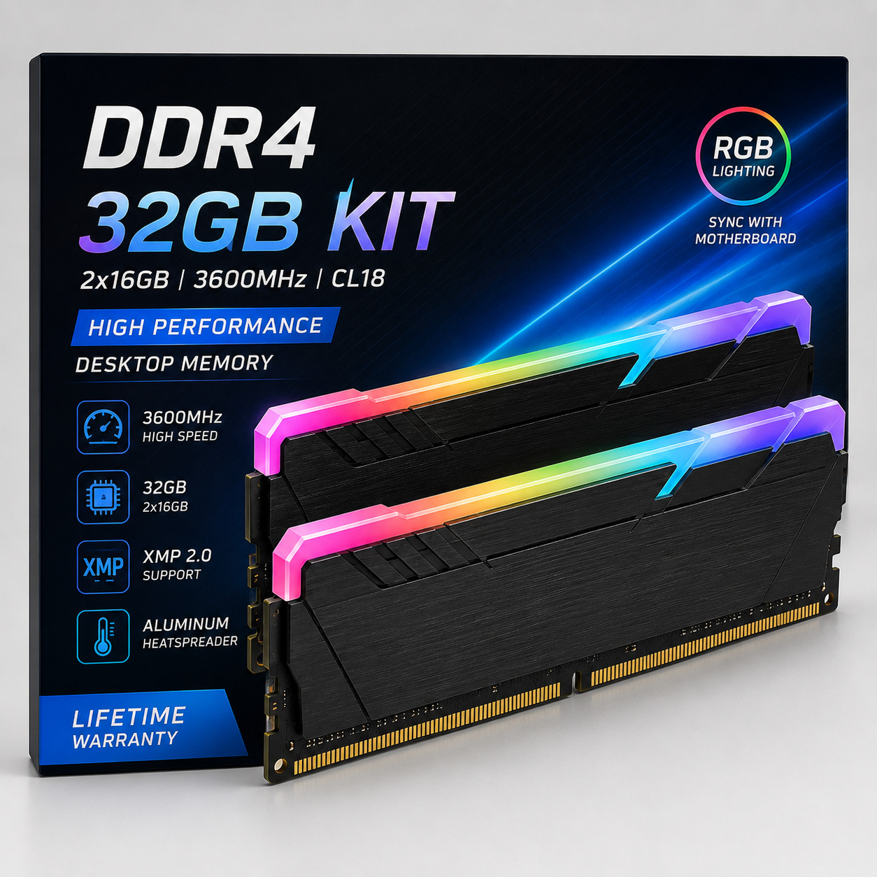 RAM DDR4 32GB (2×16GB) 3600MHz RGB Desktop Memory Kit