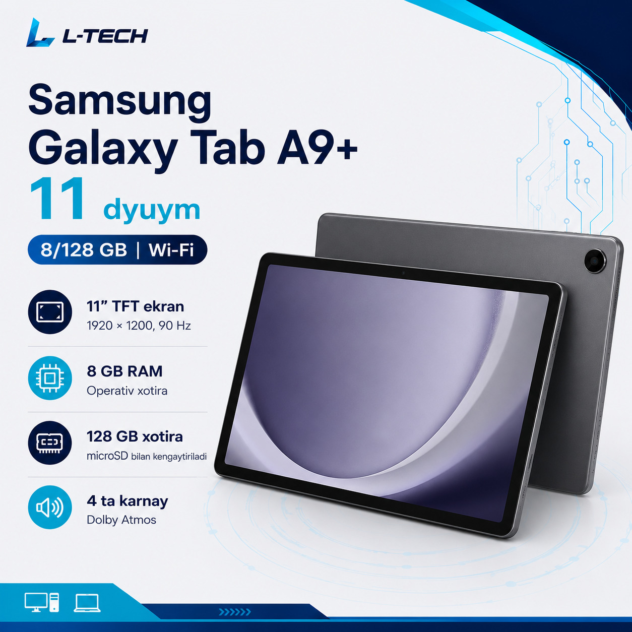 Samsung Galaxy Tab A9+ | 11 dyuym | 8/128 GB