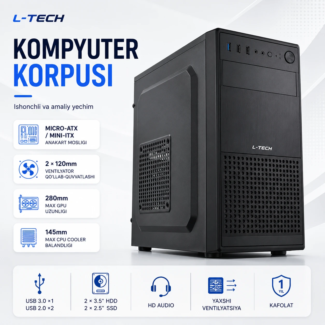 L-TECH Standart Ofis Kompyuter Korpusi