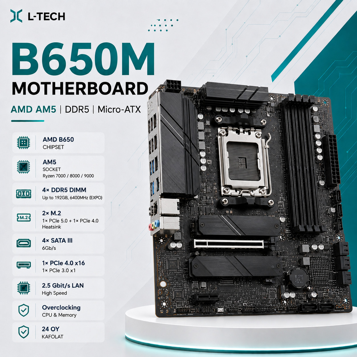 L-TECH B650M DDR5 Motherboard | AMD AM5 | Micro-ATX