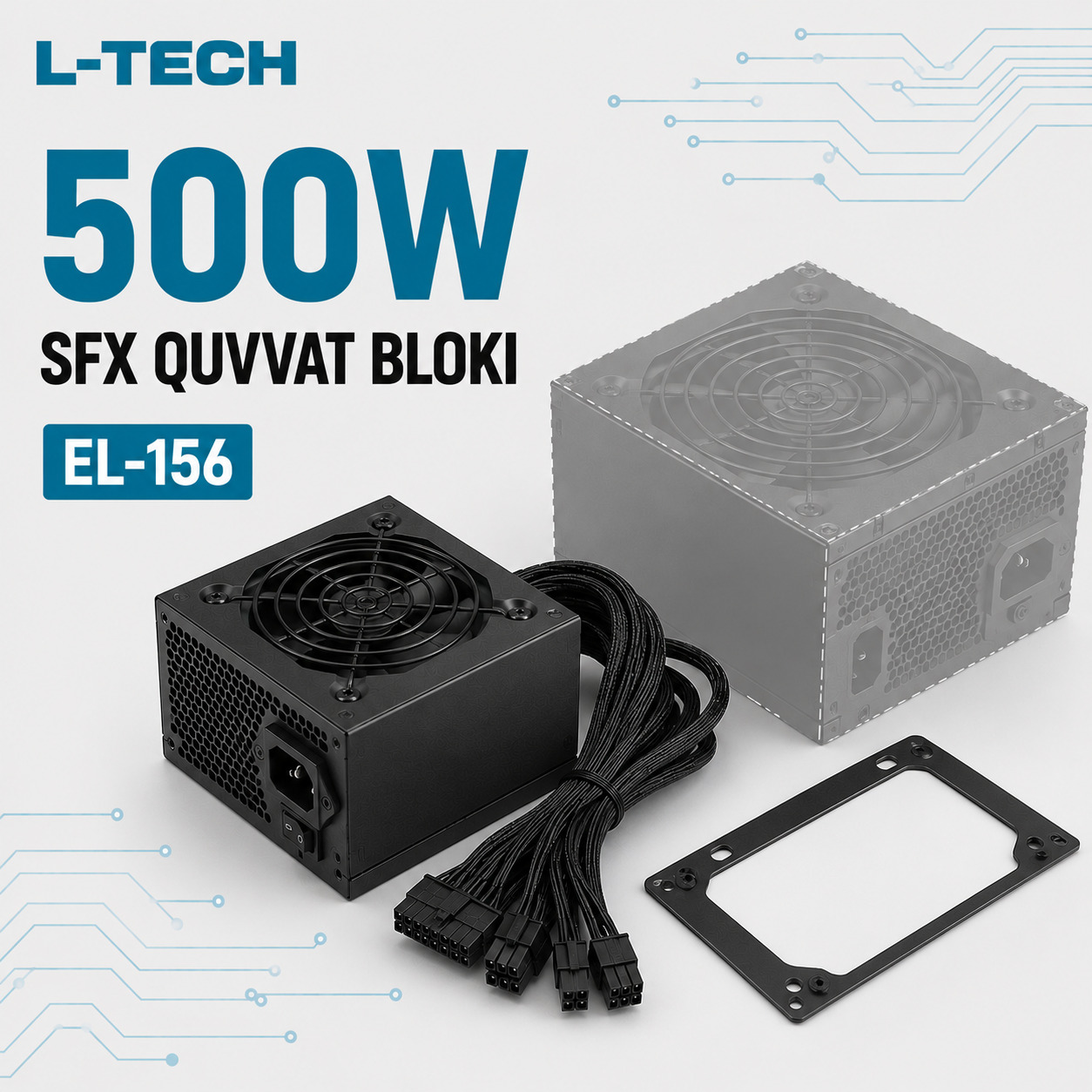 L-TECH 500W SFX Quvvat Bloki | 80 PLUS Bronze | mini korpus uchun