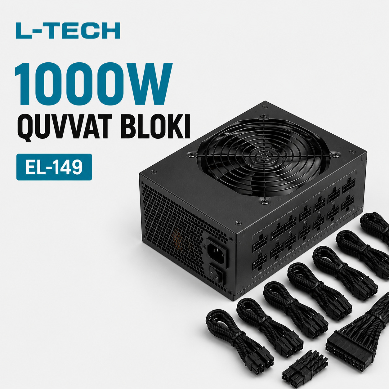 L-TECH 1000W Quvvat Bloki | 80 PLUS Platinum | to‘liq modulli