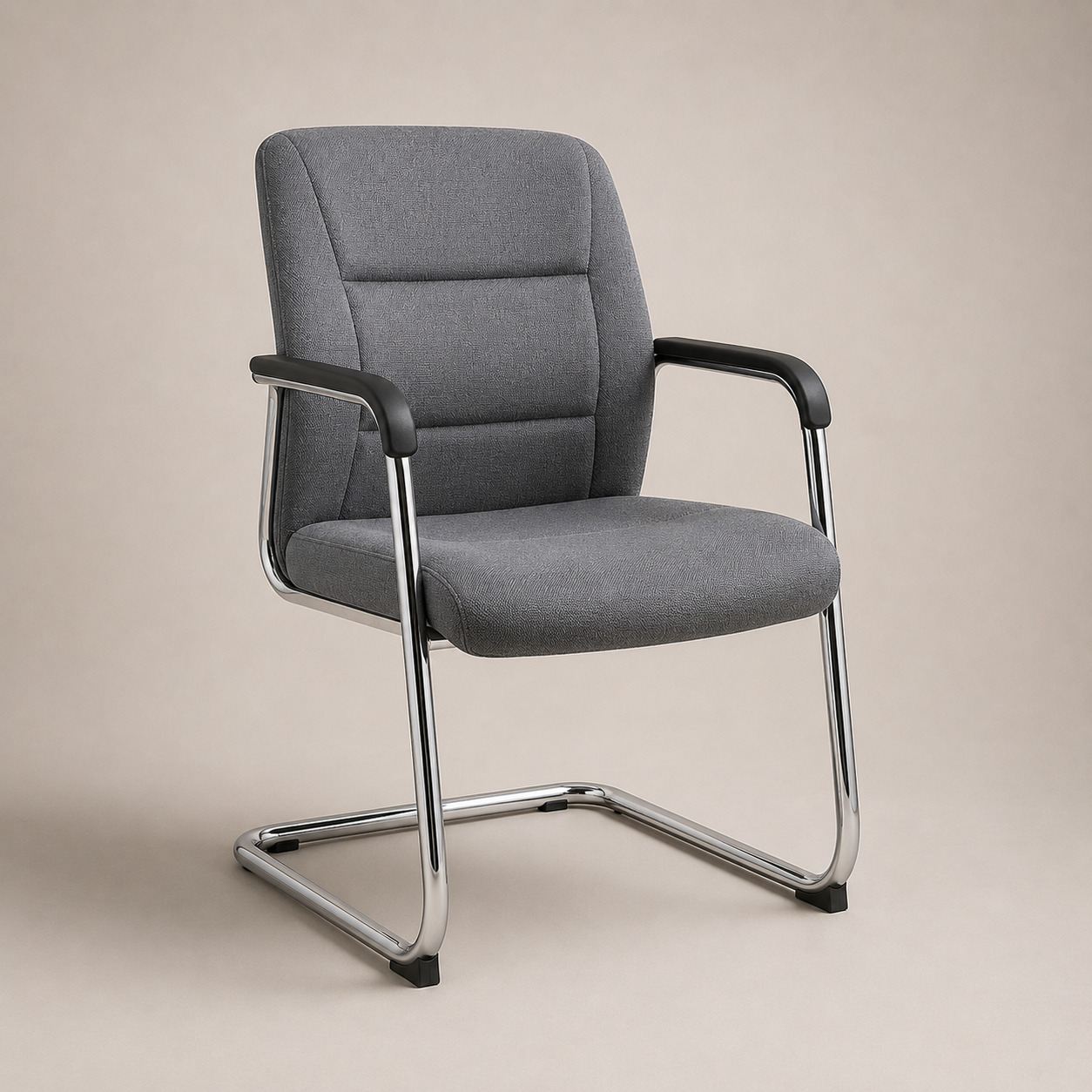 Ofis tashrif stuli – mato, tirsak tayanchli, kulrang (58×60×90 sm)