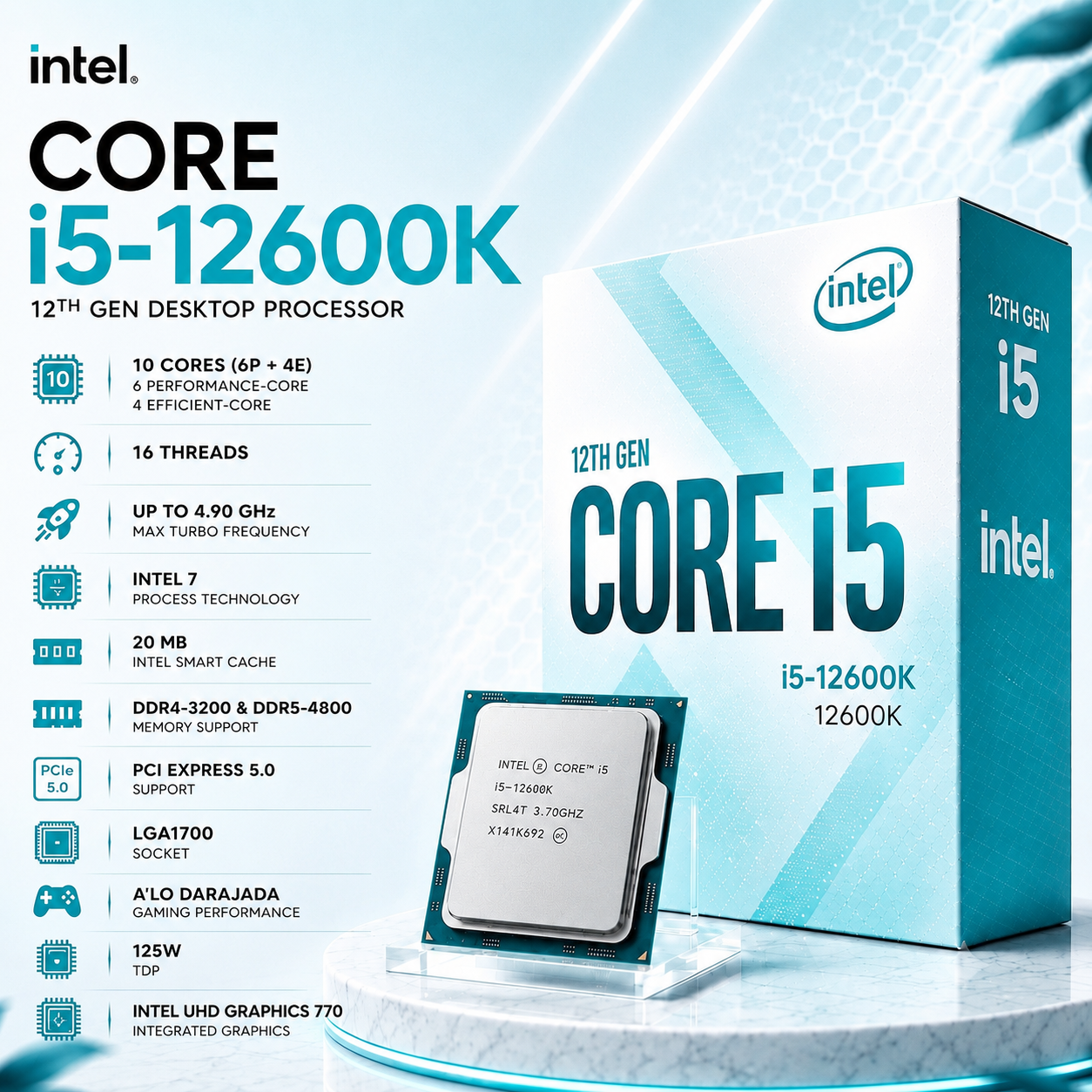 Intel Core i5-12600K Desktop Processor