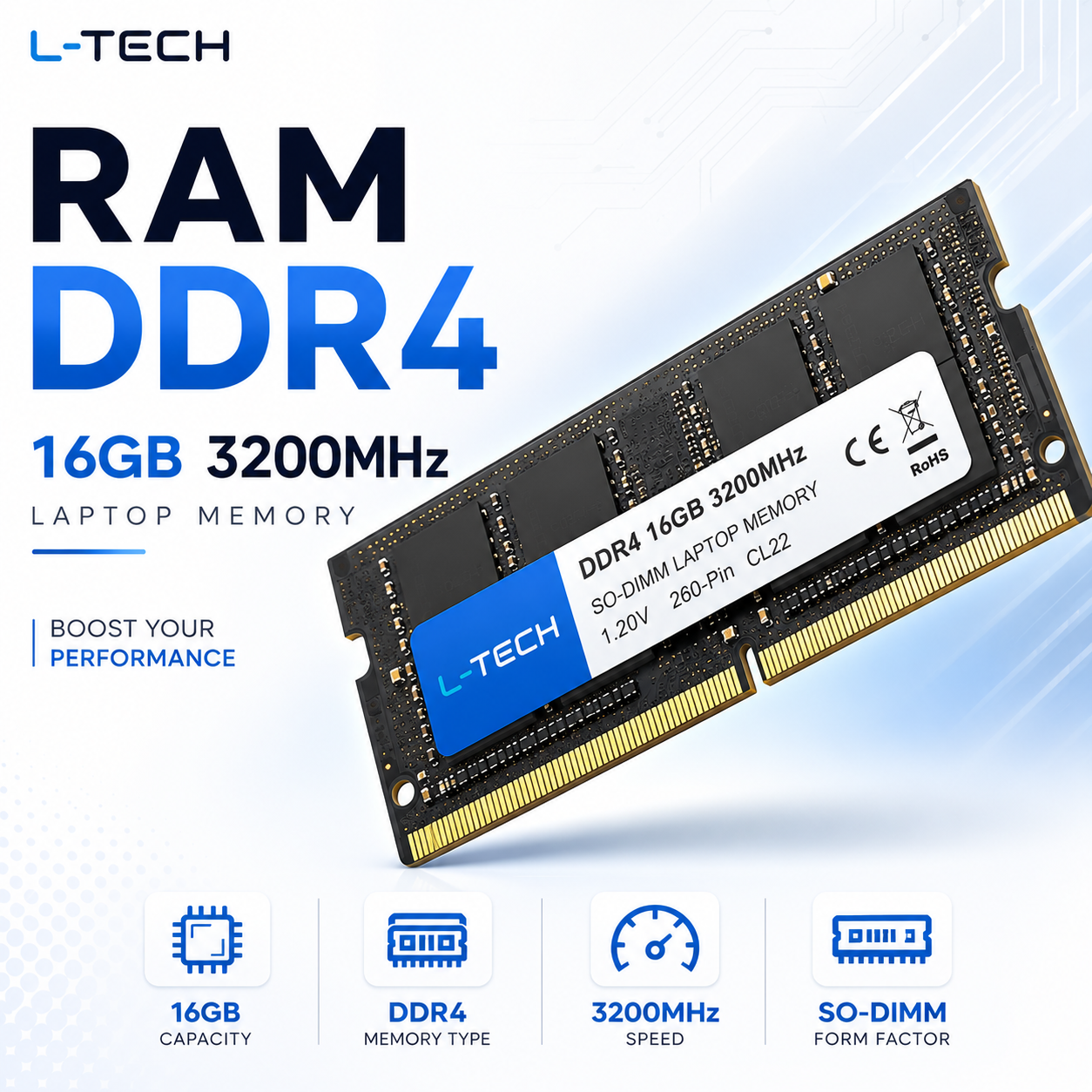 RAM DDR4 16GB 3200MHz Laptop Memory