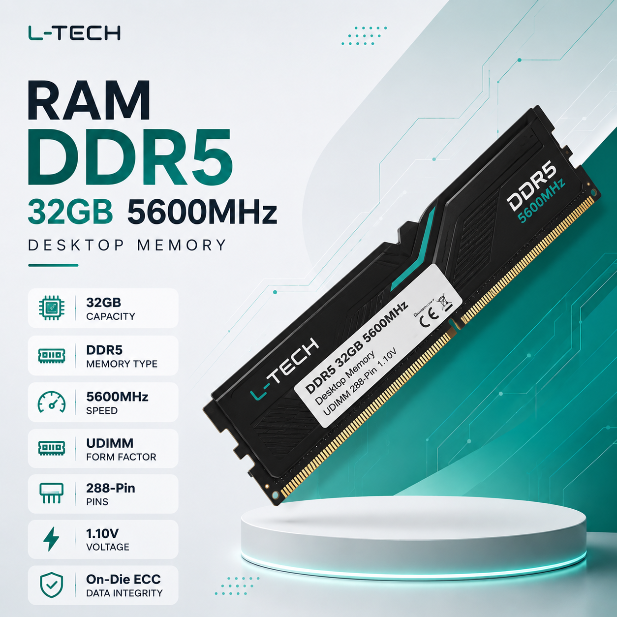 RAM DDR5 32GB 5600MHz Desktop Memory