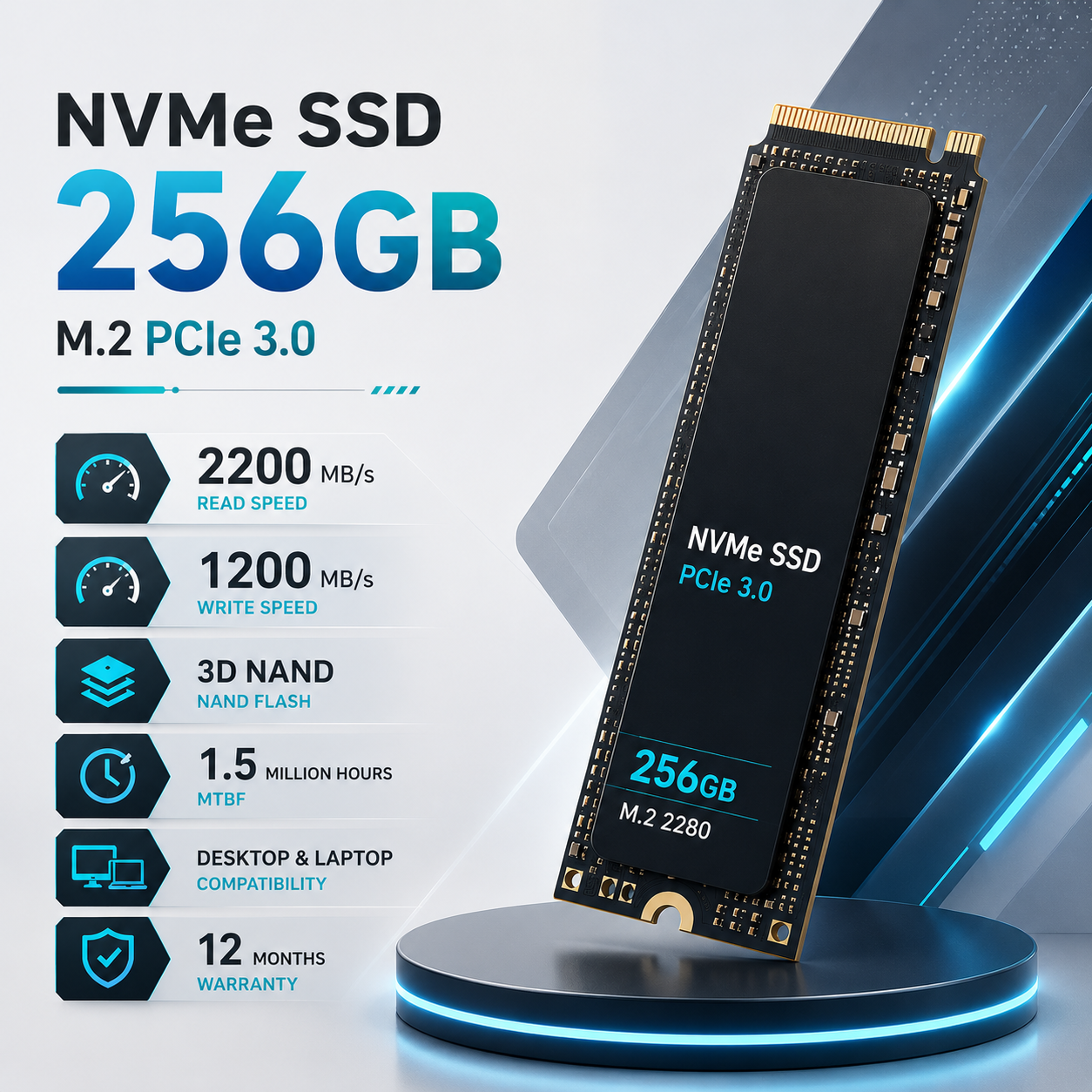 QATTIQ DISK | NVMe SSD M.2 PCIe 3.0 256GB