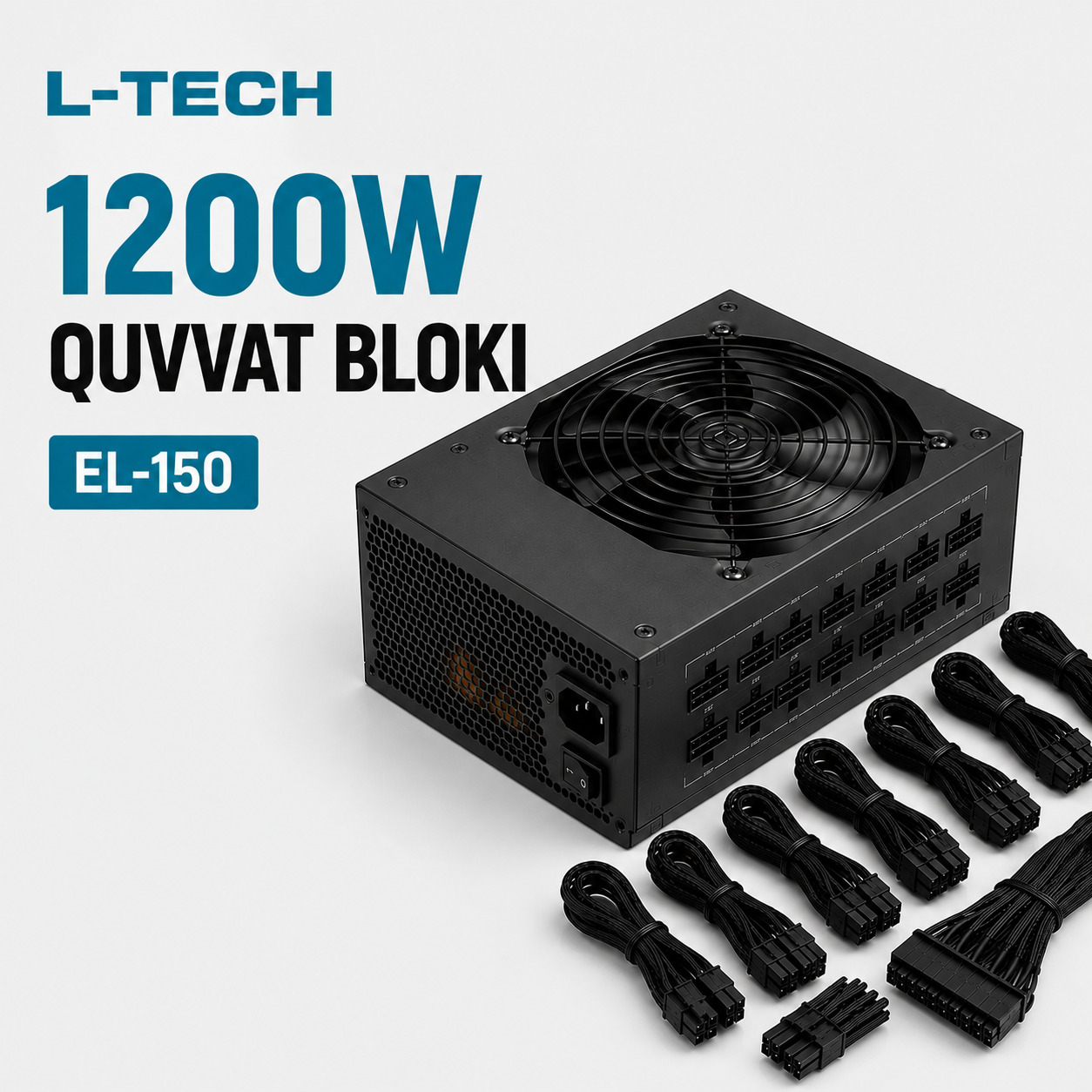 L-TECH 1200W Quvvat Bloki | 80 PLUS Platinum | to‘liq modulli