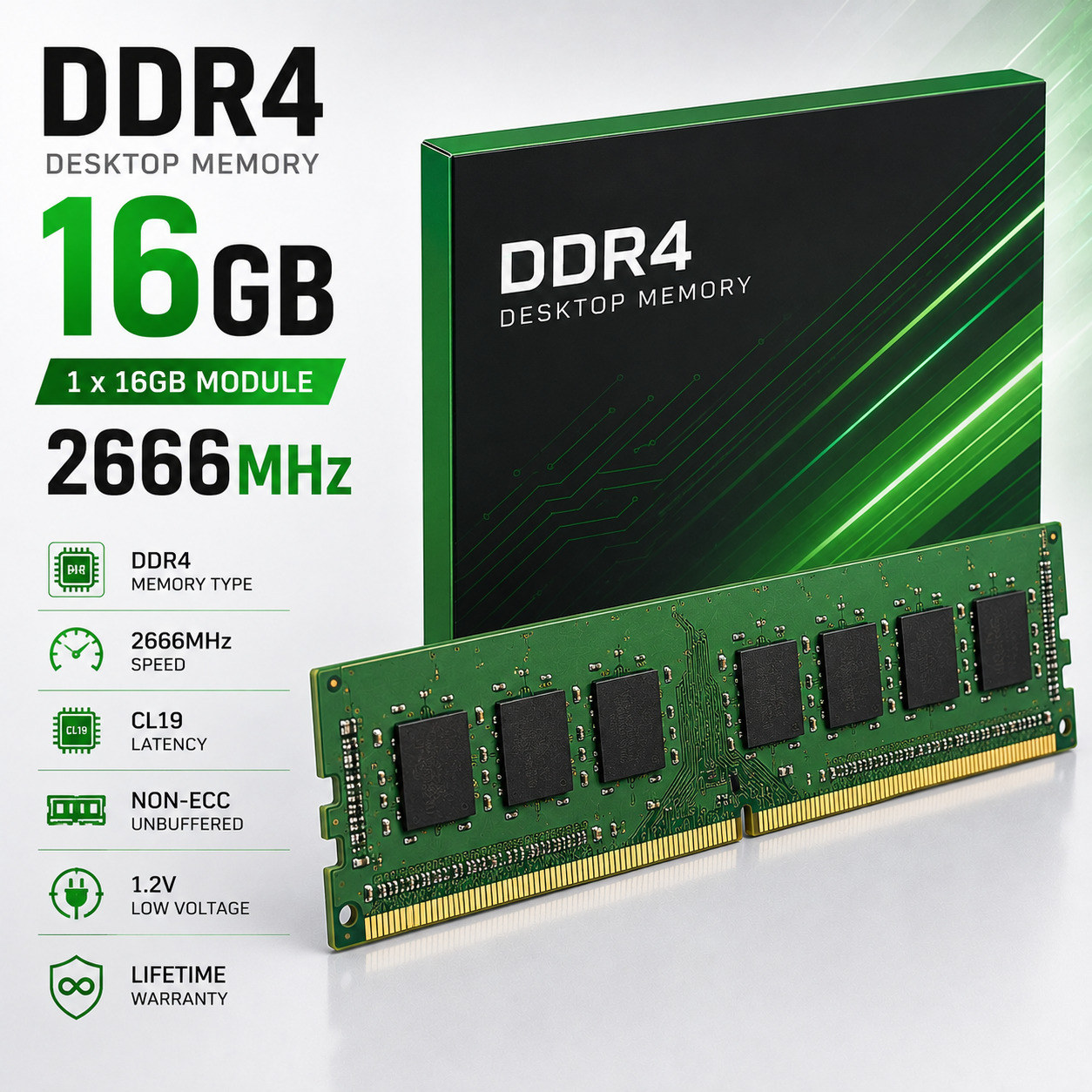 RAM DDR4 16GB 2666MHz Desktop Memory | radiatorsiz