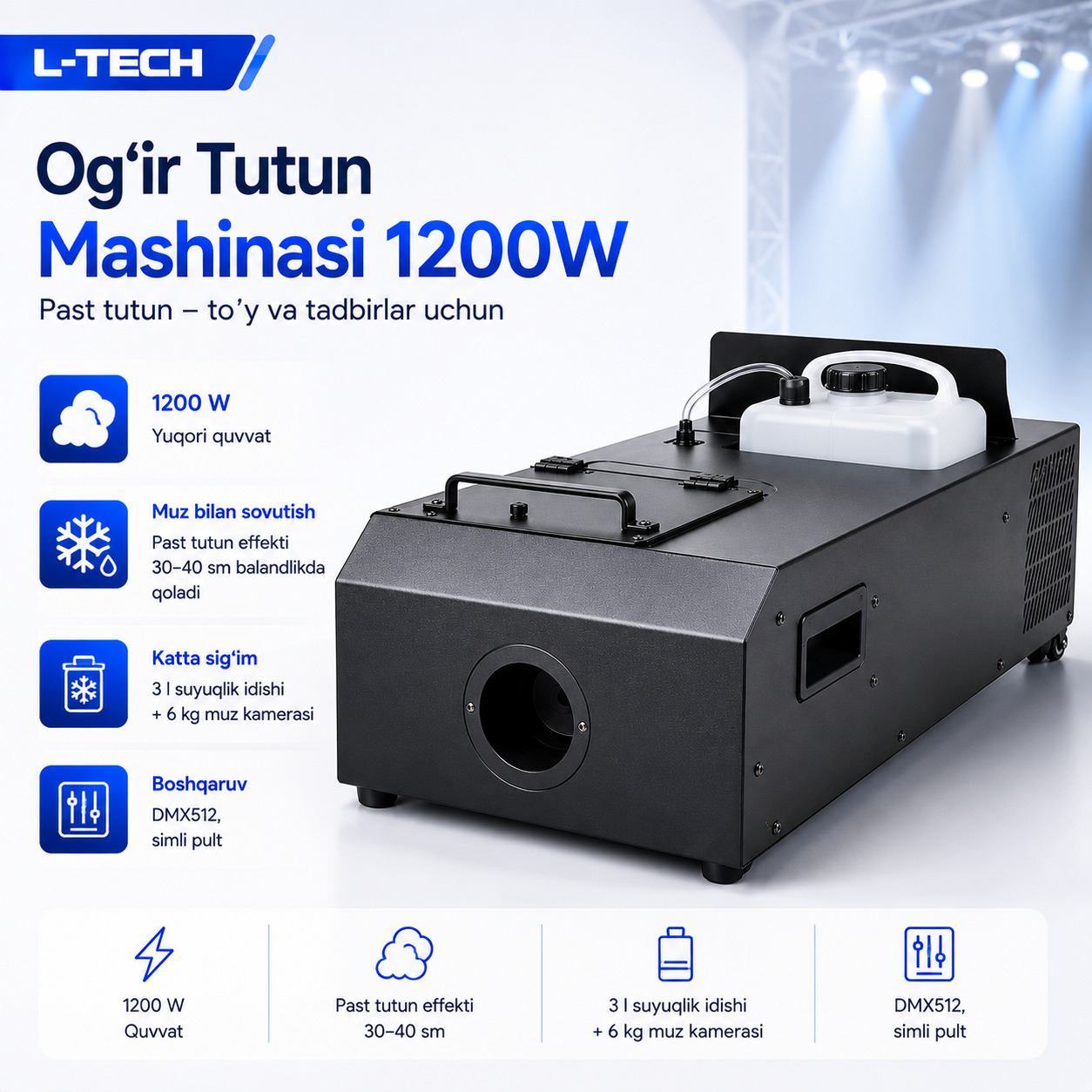 L-TECH Og‘ir Tutun Mashinasi 1200W | past tutun