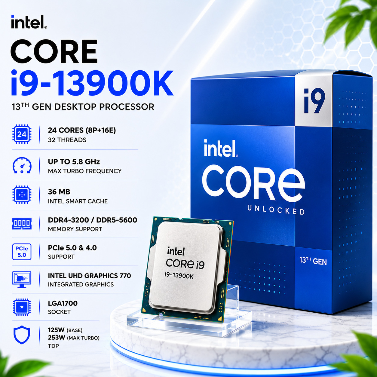 Intel Core i9-13900K Desktop Processor | 24 yadro 32 oqim | LGA1700