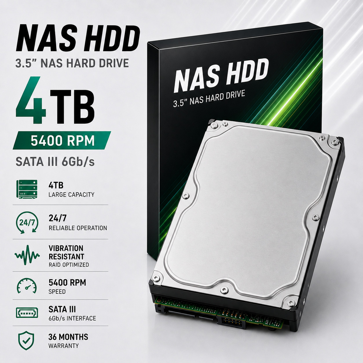 QATTIQ DISK | NAS HDD 4TB 5400rpm | 24/7 uzluksiz ishlash