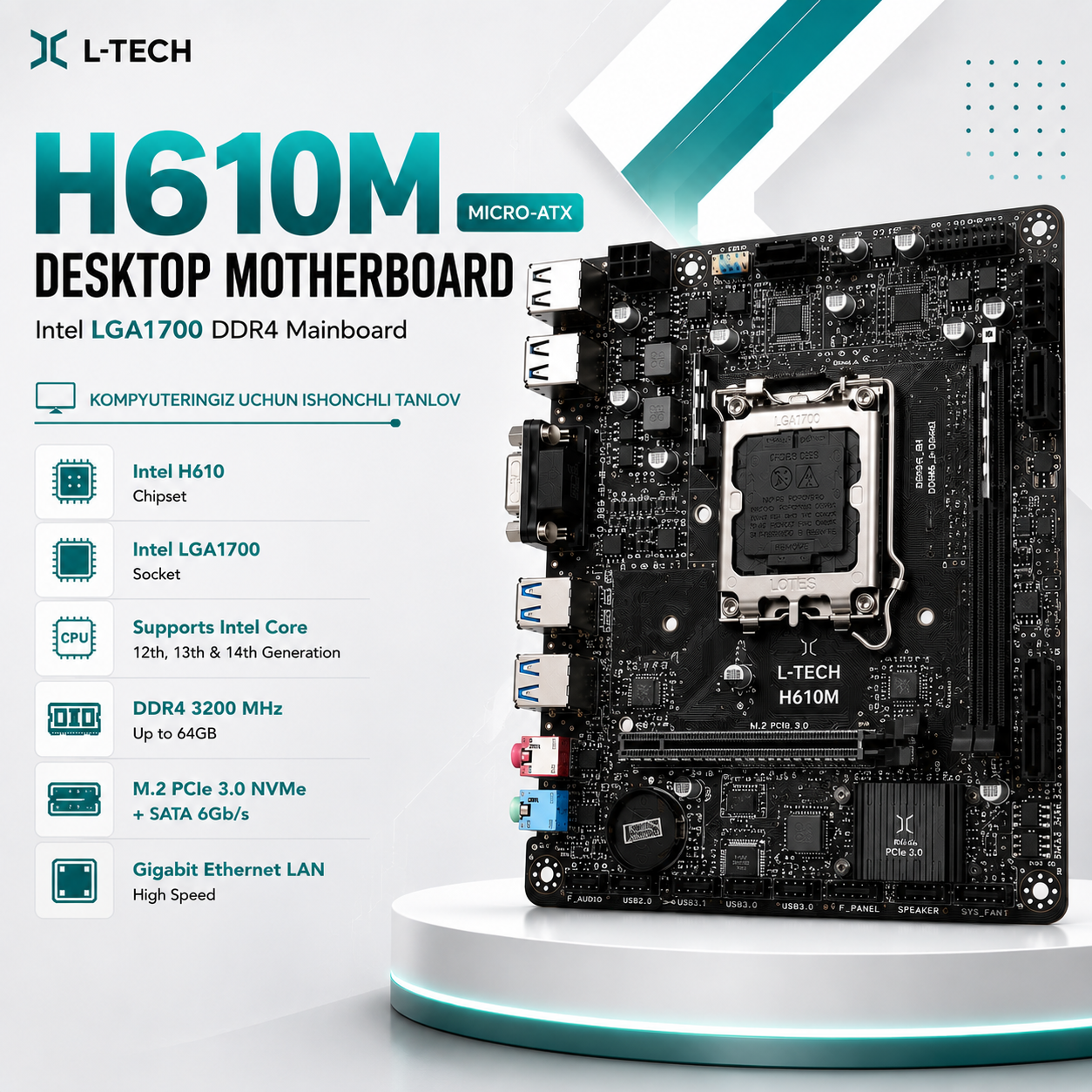 L-TECH H610M Desktop Motherboard Intel LGA1700 DDR4 Mainboard