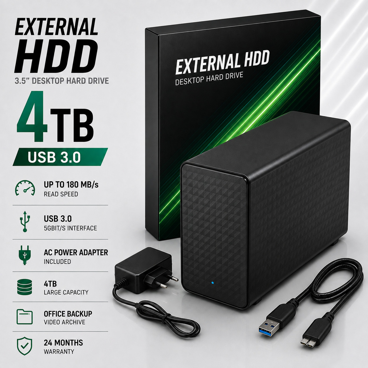 Tashqi HDD 4TB USB 3.0 3.5 inch | Stol uchun tashqi disk