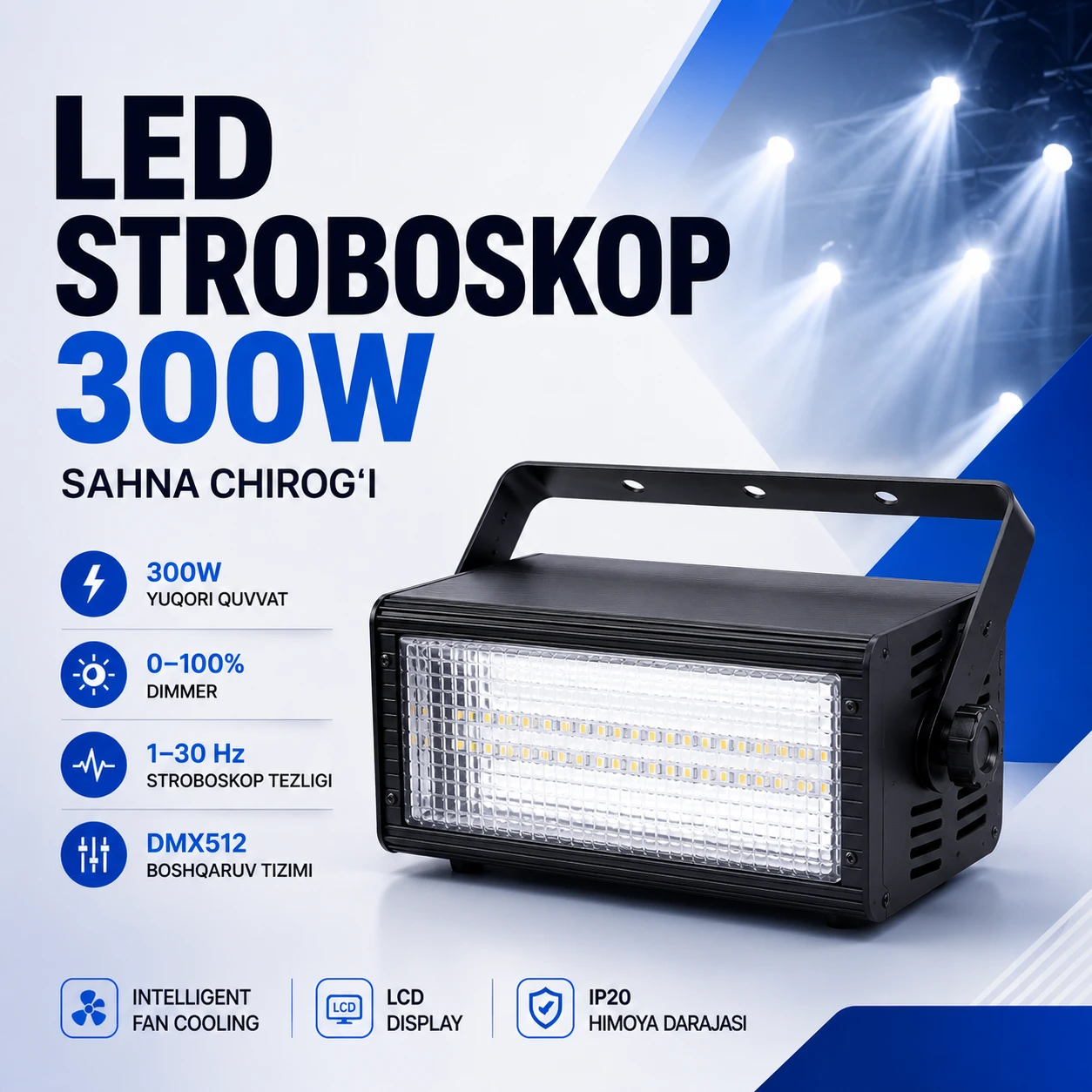 L-TECH LED Stroboskop 300W Sahna Chirog`i | Светодиодный стробоскоп 300W