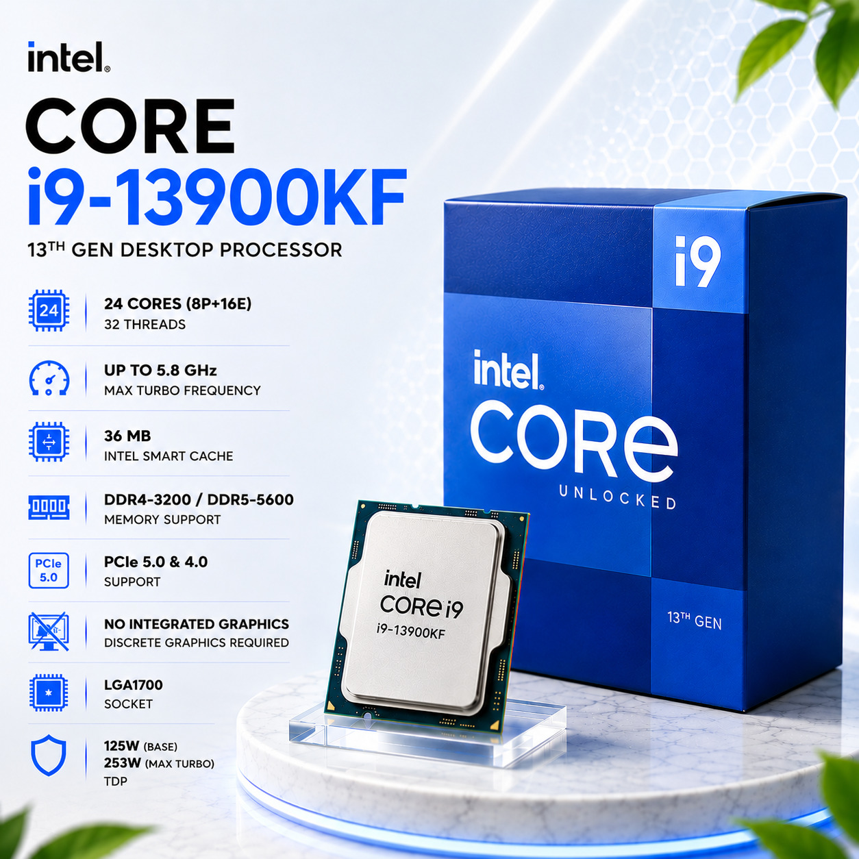 Intel Core i9-13900KF Desktop Processor | 24 yadro 32 oqim | LGA1700