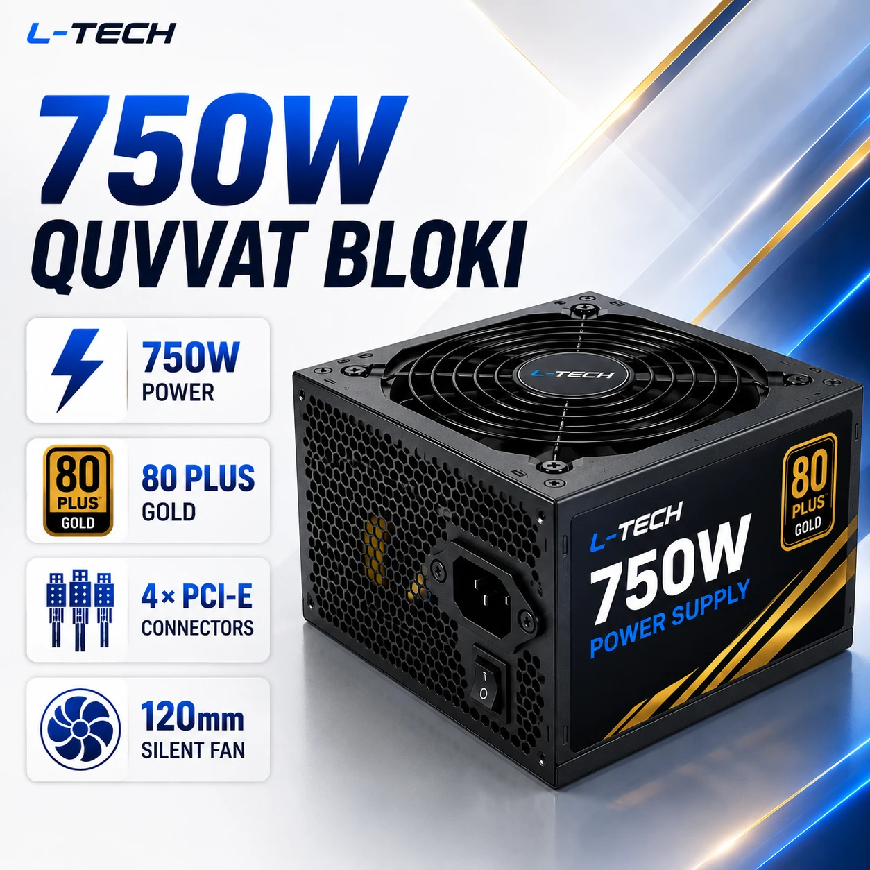 L-TECH 750W | PSU | Kompyuter Quvvat Bloki | БП (Блок Питания)