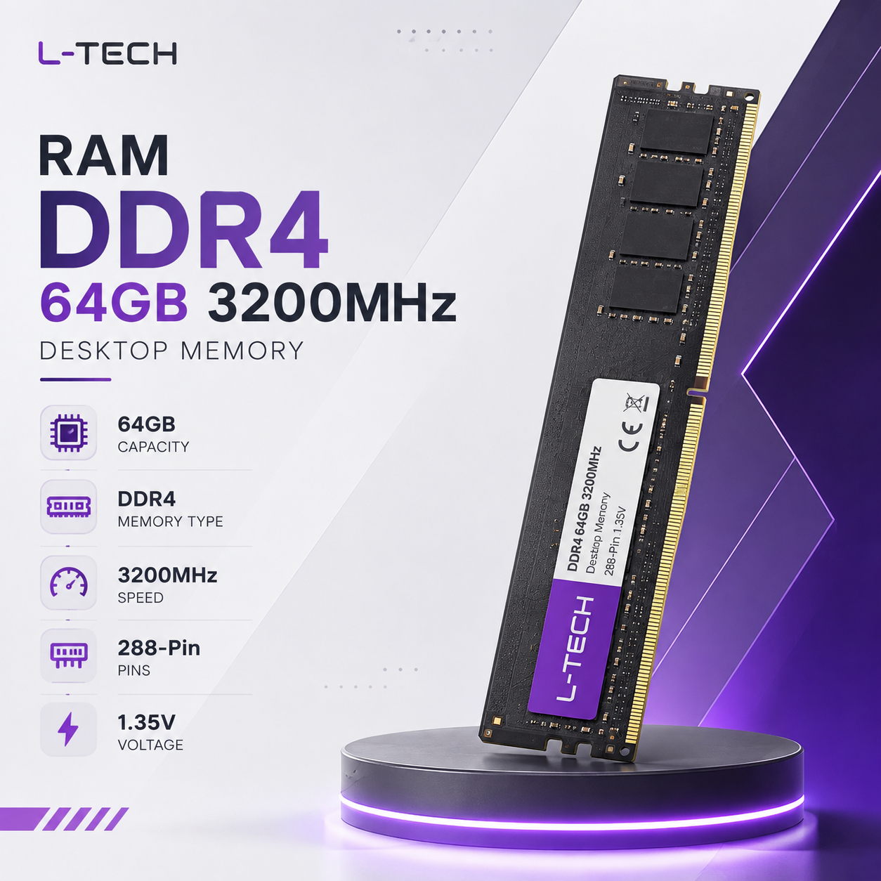 RAM DDR4 64GB 3200MHz Desktop Memory