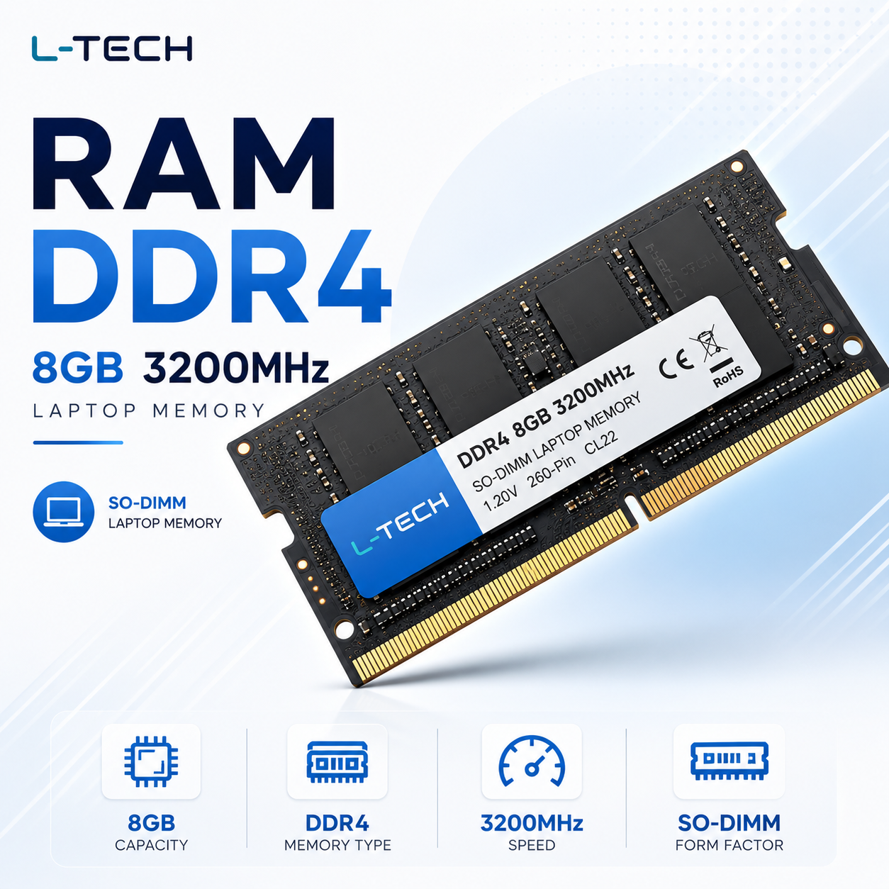 RAM DDR4 8GB 3200MHz Laptop Memory