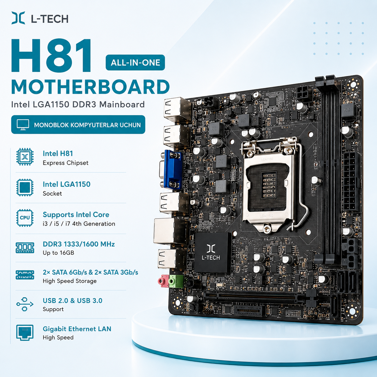 L-TECH H81 All-in-One Motherboard Intel LGA1150 DDR3 Mainboard