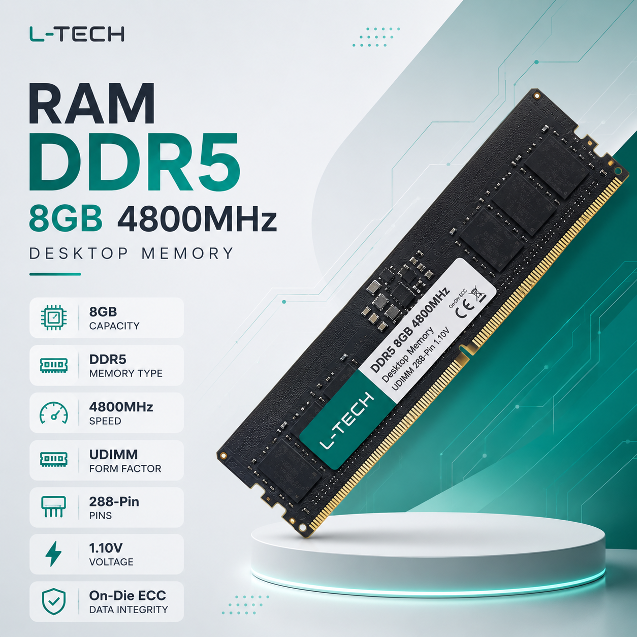 RAM DDR5 8GB 4800MHz Desktop Memory