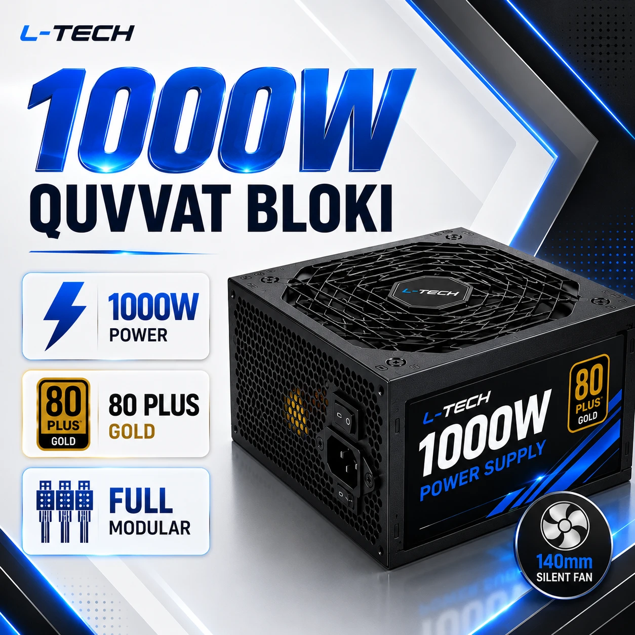 L-TECH 1000W | PSU | Kompyuter Quvvat Bloki | БП (Блок Питания)