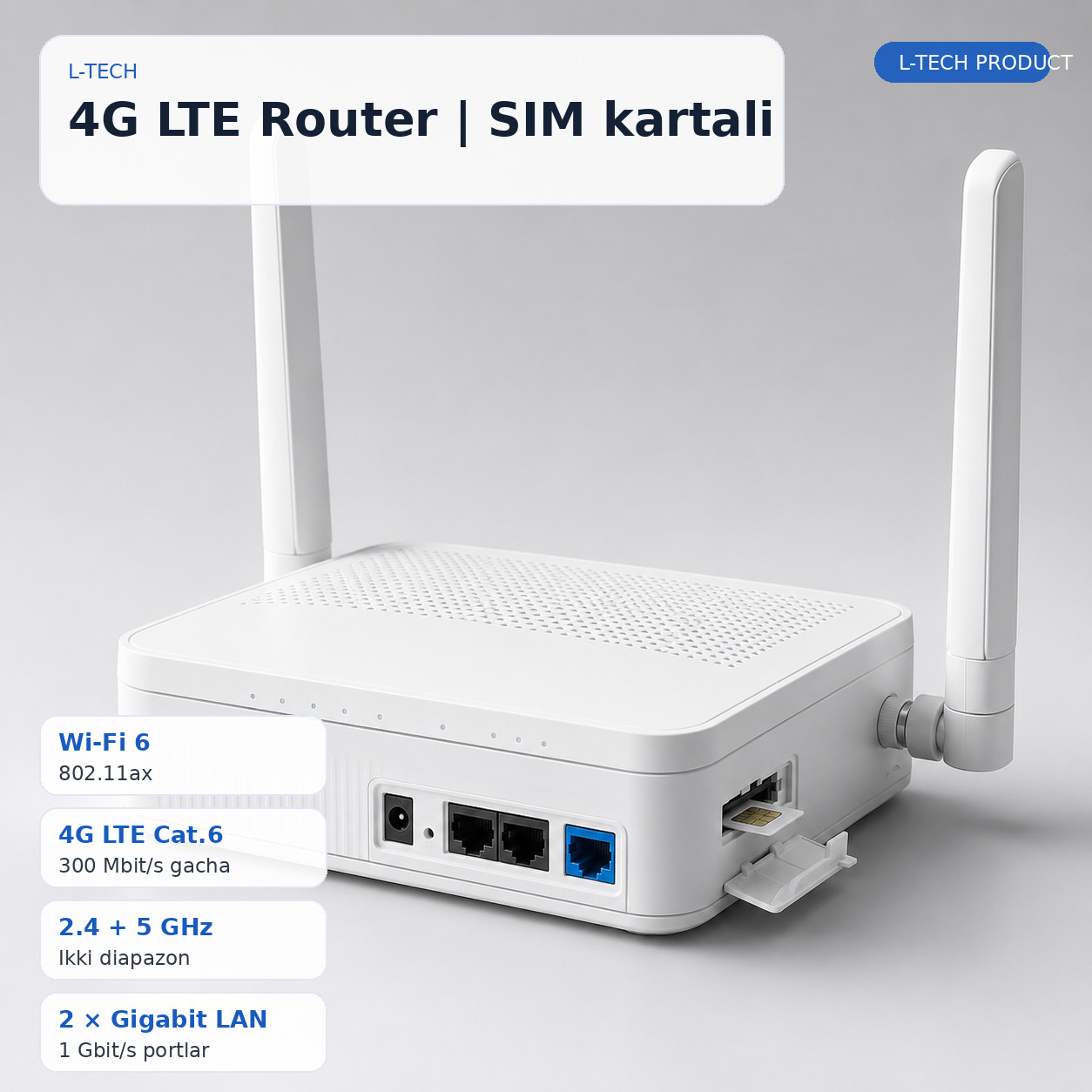 L-TECH 4G LTE Router | SIM kartali | Wi-Fi 6