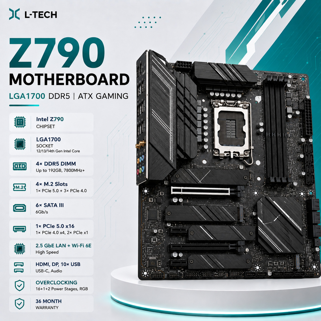 L-TECH Z790 DDR5 Motherboard | Intel LGA1700 | ATX Gaming