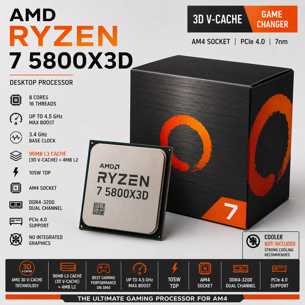 AMD Ryzen 7 5800X3D Desktop Processor | 3D V-Cache | AM4