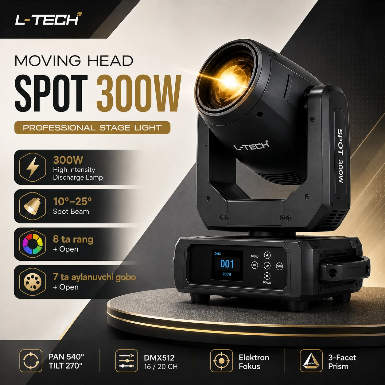 Moving Head Spot 300W Sahna Chirog'i | Поворотная световая голова Spot 300W