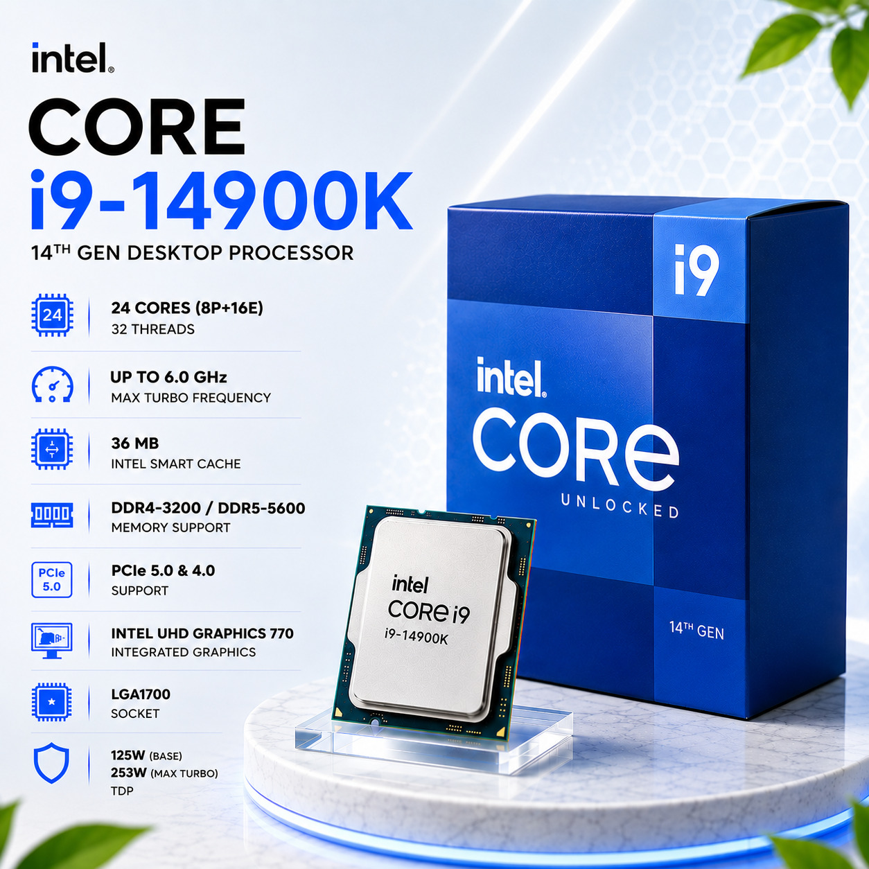 Intel Core i9-14900K Desktop Processor | 24 yadro 32 oqim | LGA1700