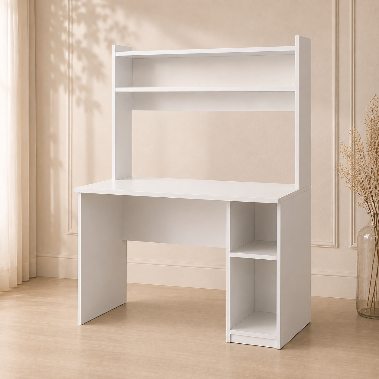 Kompyuter stoli – to‘g‘ri, ustki polkali, oq (120×60×140 sm)