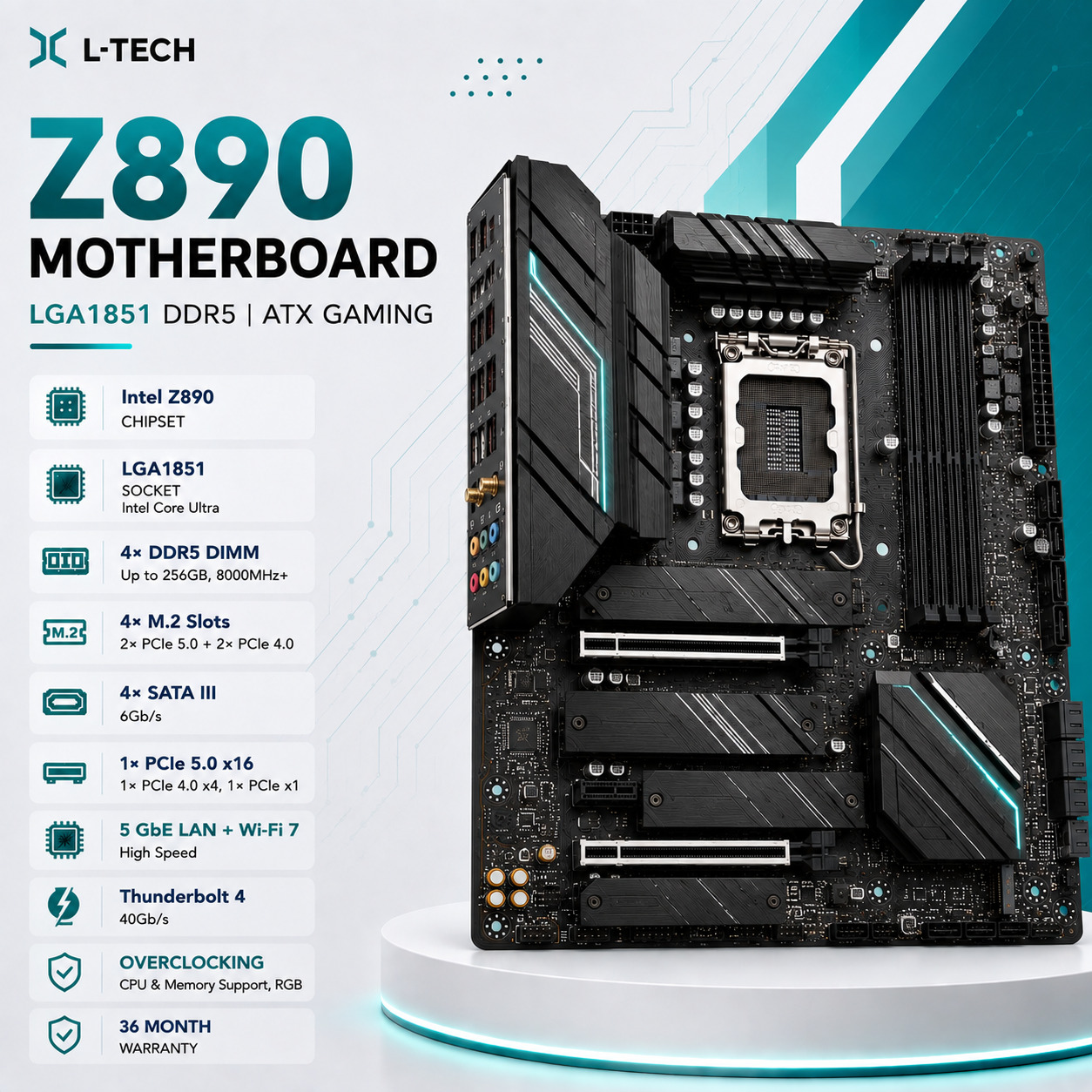 L-TECH Z890 DDR5 Motherboard | Intel LGA1851 | ATX Gaming