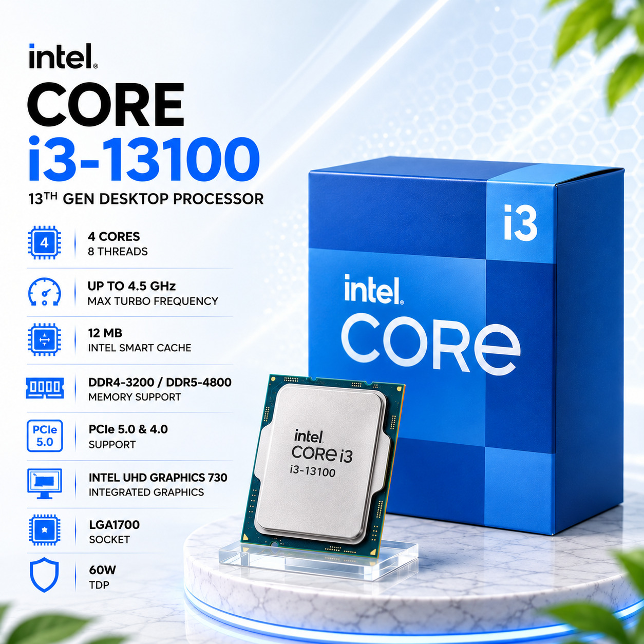 Intel Core i3-13100 Desktop Processor | 4 yadro 8 oqim | LGA1700