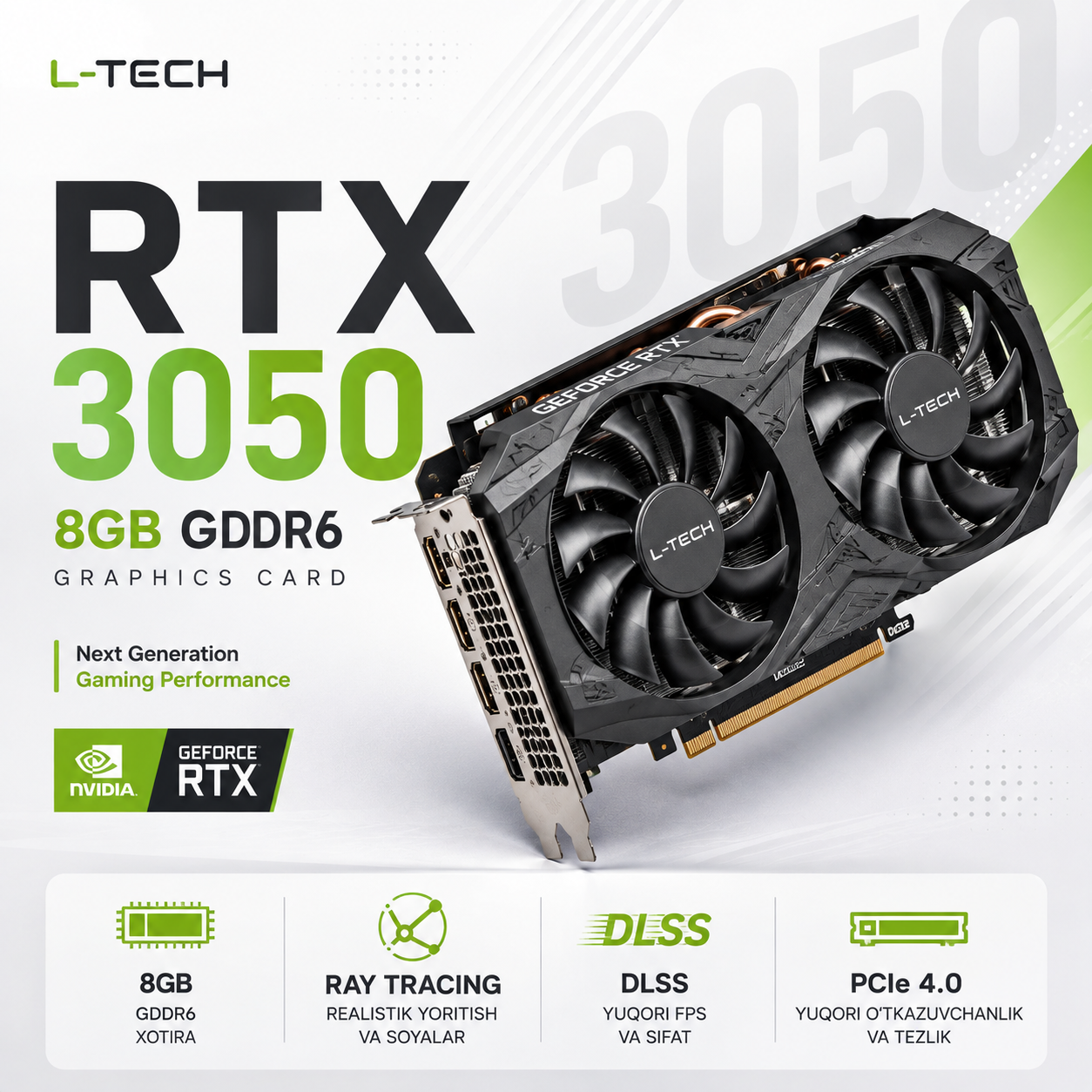 NVIDIA GeForce RTX 3050 8GB GDDR6 Graphics Card