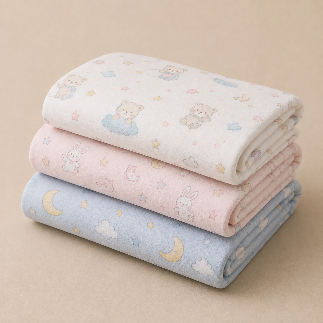 Pelyonka – flanel, naqshli, 3 dona to‘plam (90×120 sm)