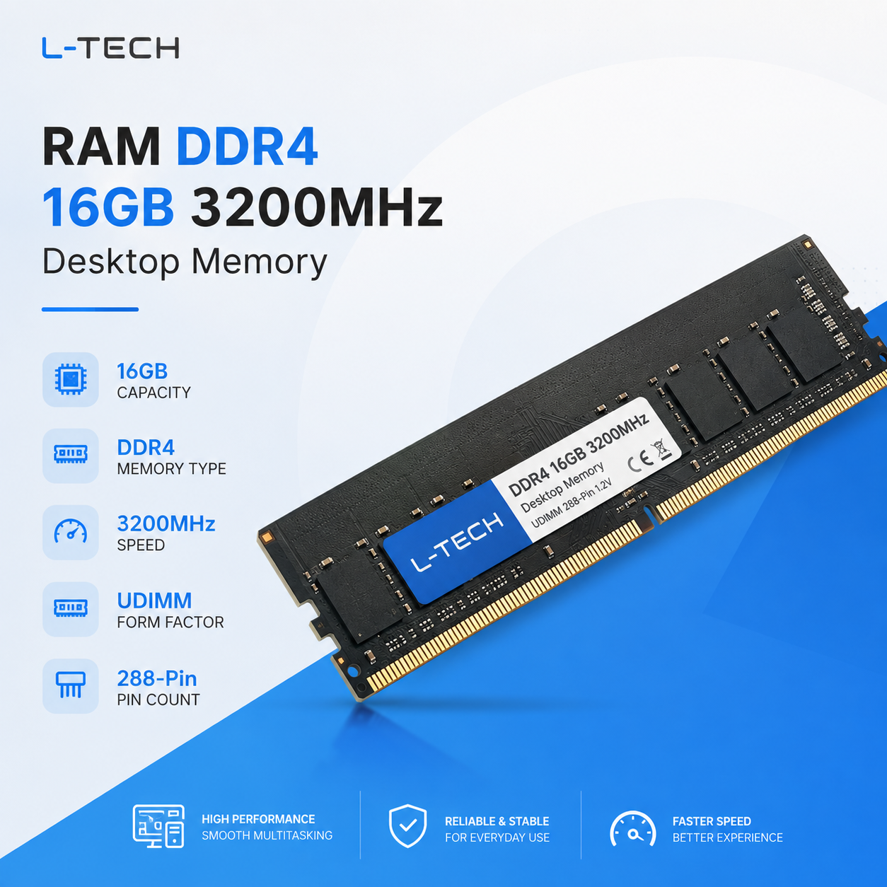 RAM DDR4 16GB 3200MHz Desktop Memory