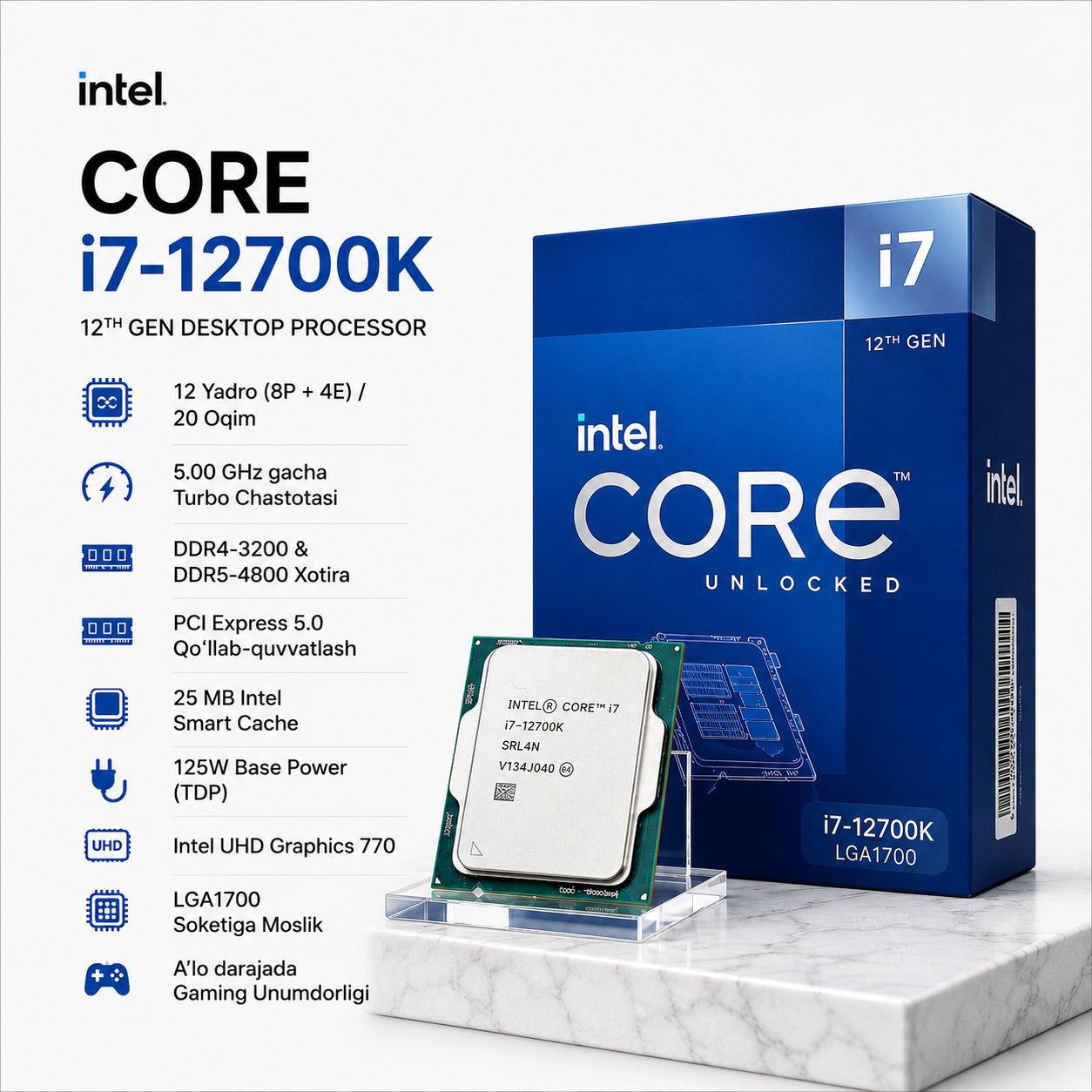 Intel Core i7-12700K Desktop Processor