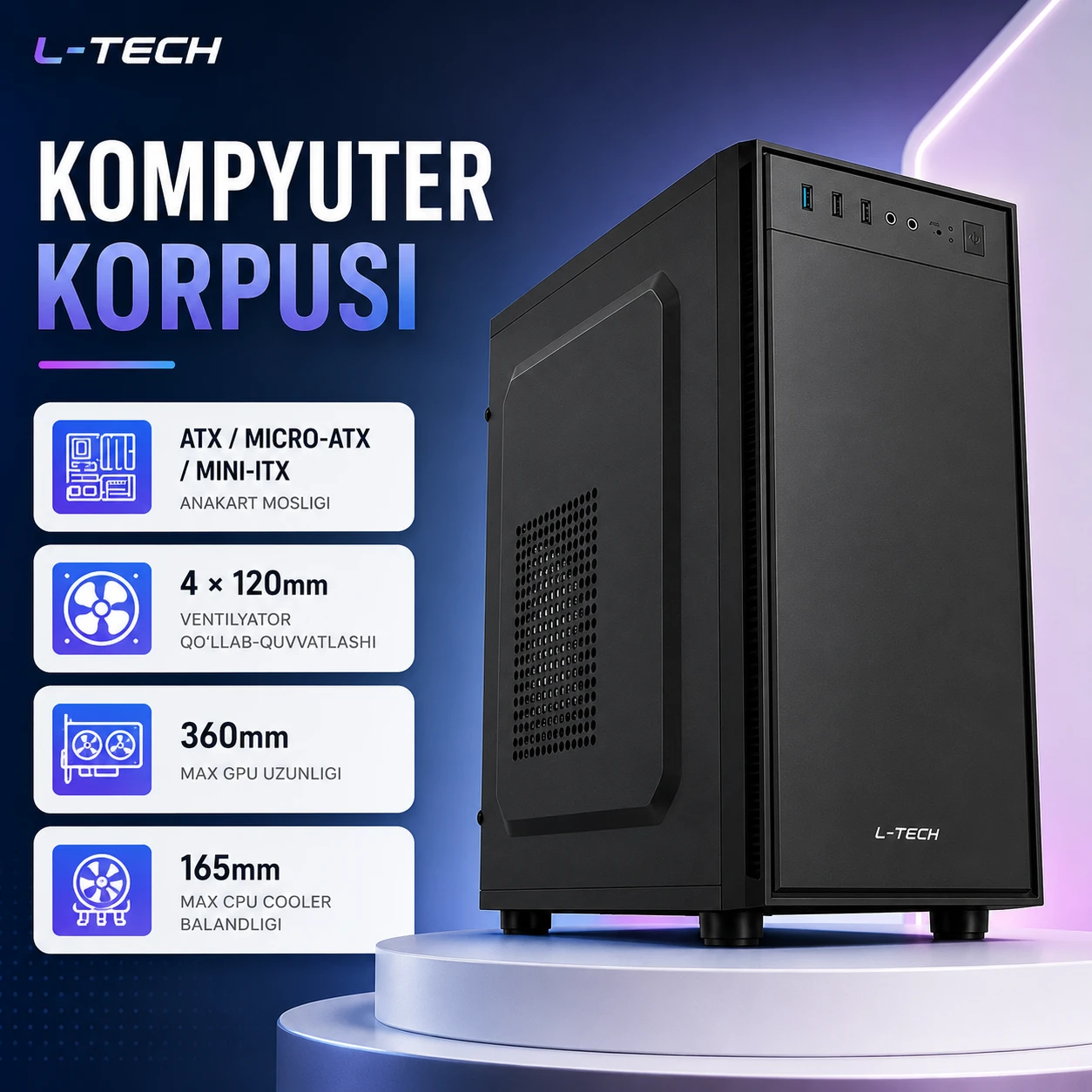 L-TECH Shovqinsiz Kompyuter Korpusi