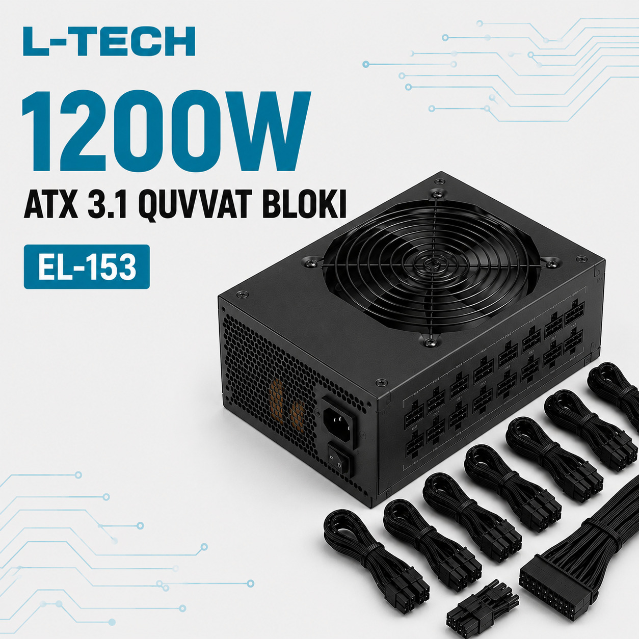 L-TECH 1200W ATX 3.1 Quvvat Bloki | 80 PLUS Platinum | 12V-2x6