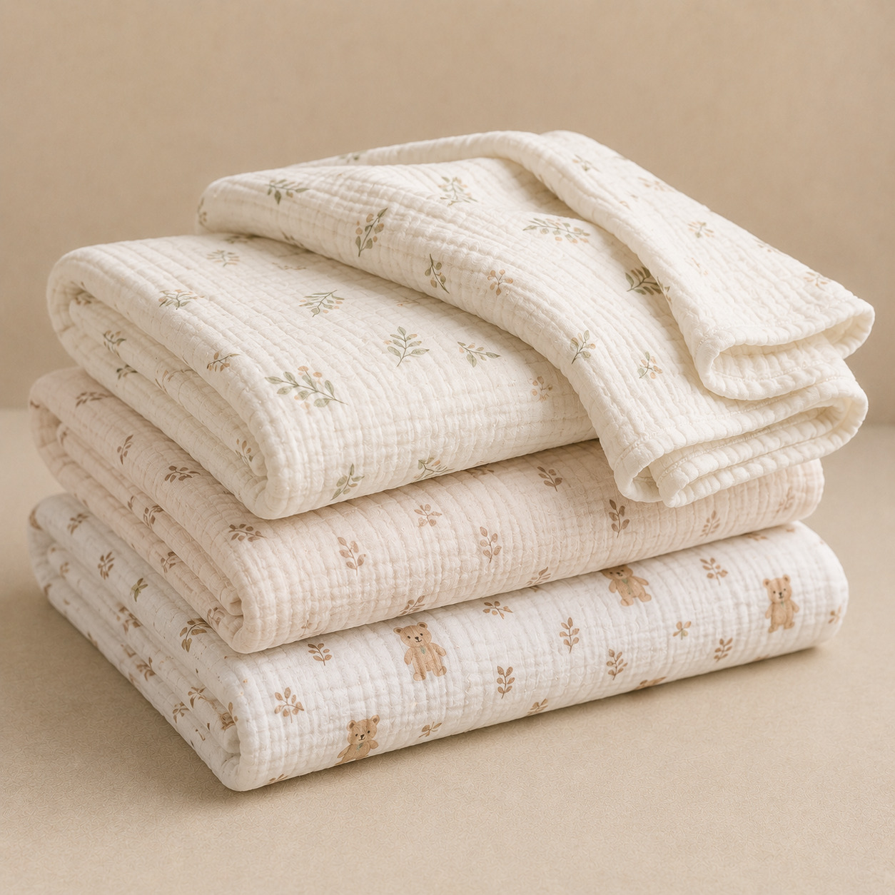 Pelyonka – muslin, ikki qavat, 3 dona (110×110 sm)