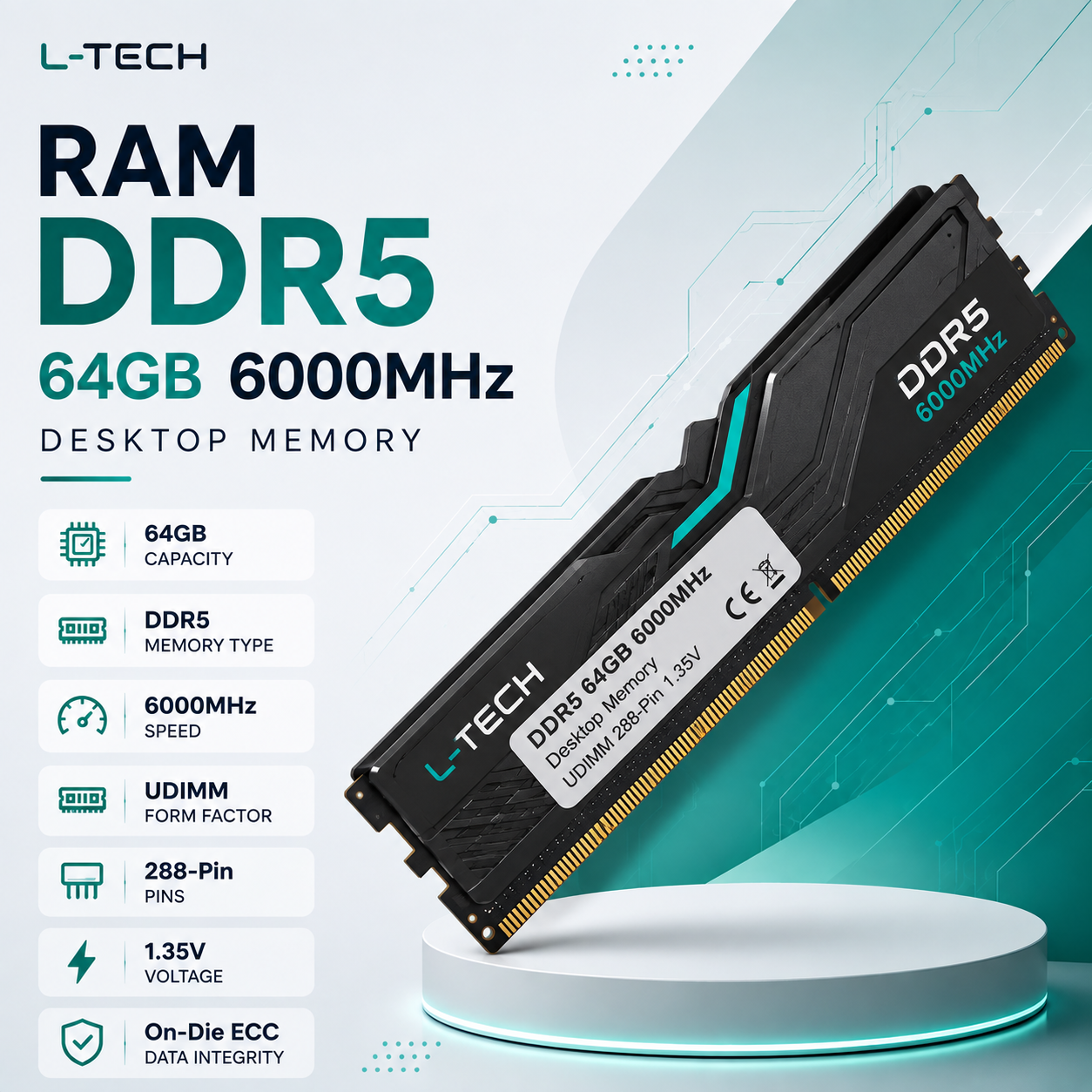 RAM DDR5 64GB 6000MHz Desktop Memory